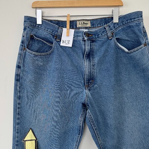 3 PAIR LOT- LL BEAN Men's 38x28 Medium Blue Jeans - WORK PANTS - Picture 10 of 13